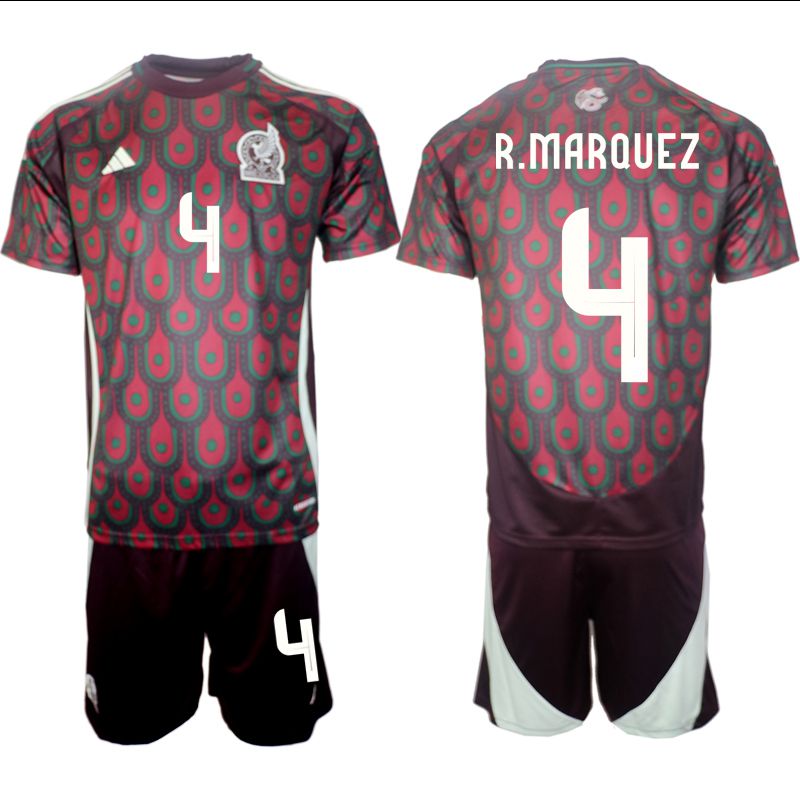 Men 2024-2025 Season Mexico home red #4 Soccer Jerseys->->Soccer Country Jersey